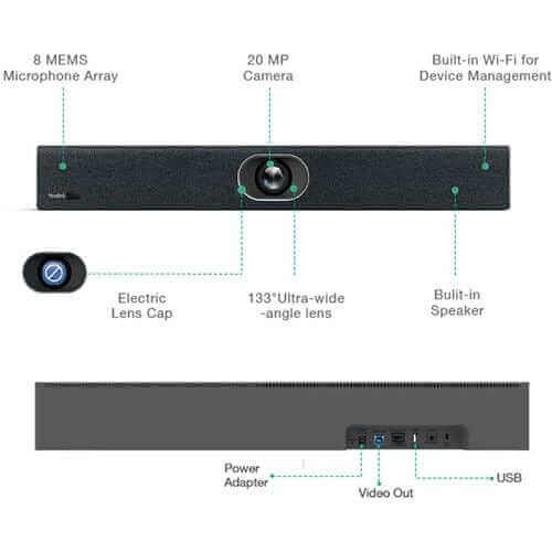 Yealink Network 1206607 UVC40 All-in-One USB Video Bar for Small Rooms