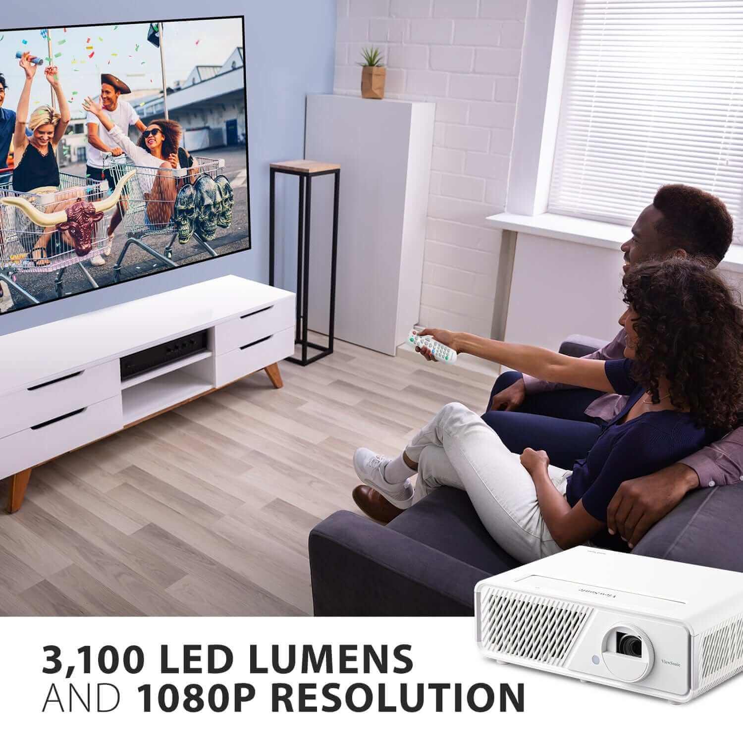 ViewSonic X1-1080p Projector with 3100 LED Lumens USB C BT Speakers and Wi-Fi